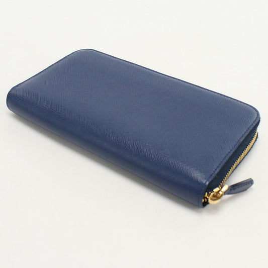 PRADA zip around long wallet PurseZip leather blue mens