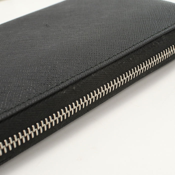 PRADA 2ML317 QHH F0002 long wallet saffiano triangle PurseZip leather black mens