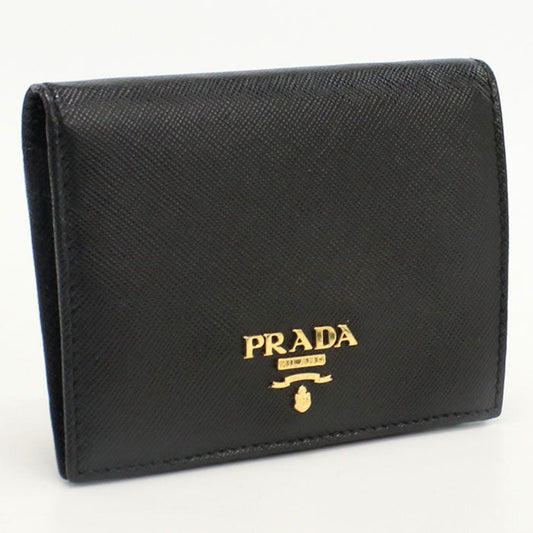 PRADA 1MV204 QWA F0002 Saffiano leather wallet Folded wallet black Women