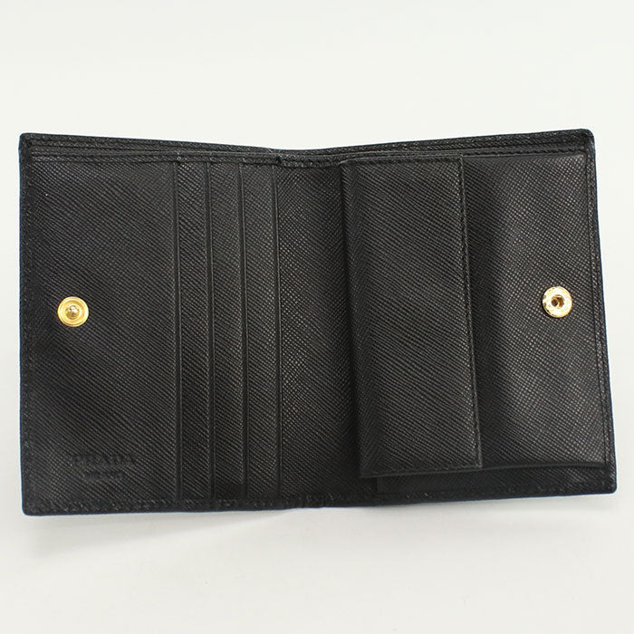 PRADA 1MV204 QWA F0002 Saffiano leather wallet Folded wallet black Women