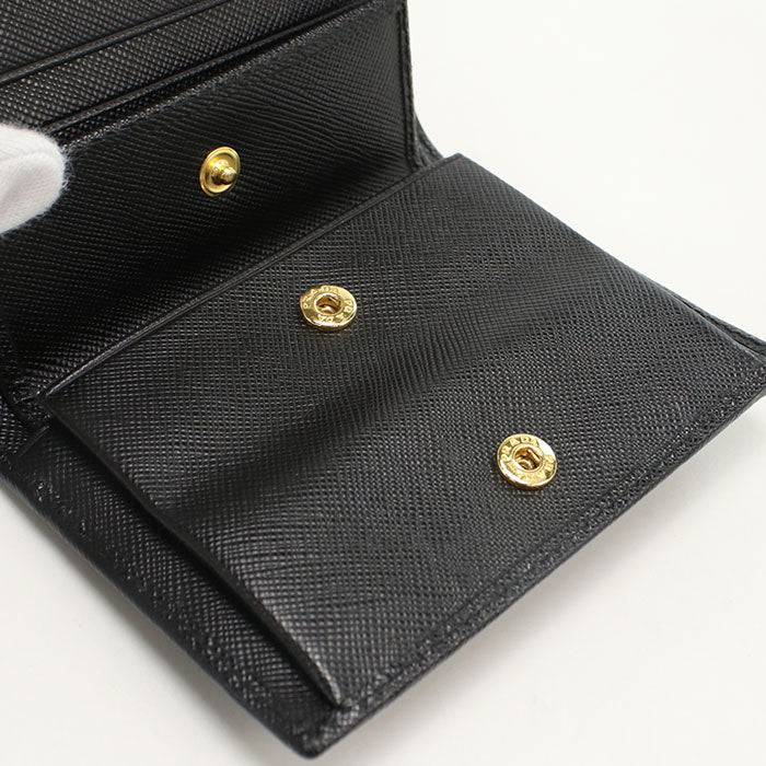 PRADA 1MV204 QWA F0002 Saffiano leather wallet Folded wallet black Women