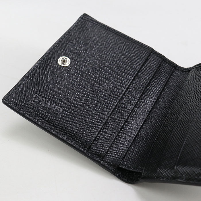 PRADA Saffiano Folded wallet leather black mens