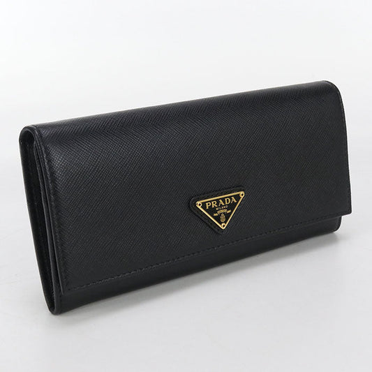 PRADA 1MH132 QHH F0002 Saffiano Triangle Wallet Purse folio leather black Women