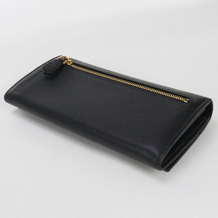 PRADA 1MH132 QHH F0002 Saffiano Triangle Wallet Purse folio leather black Women