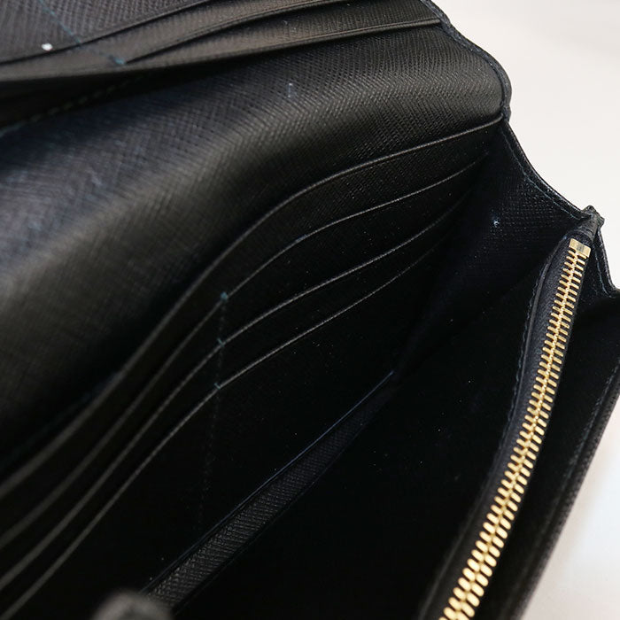 PRADA 1MH132 QHH F0002 Saffiano Triangle Wallet Purse folio leather black Women