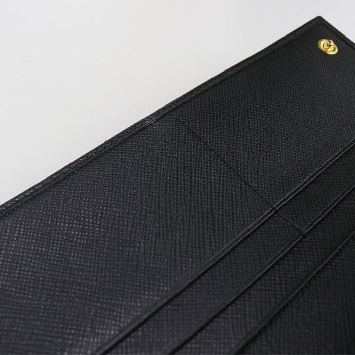PRADA 1MH132 QHH F0002 Saffiano Triangle Wallet Purse folio leather black Women