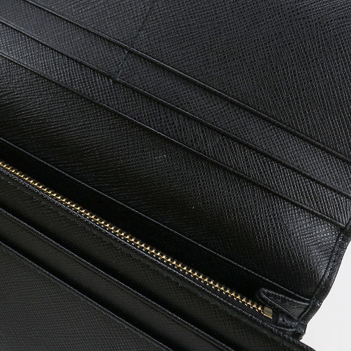 PRADA 1MH132 QHH F0002 Saffiano Triangle Wallet Purse folio leather black Women
