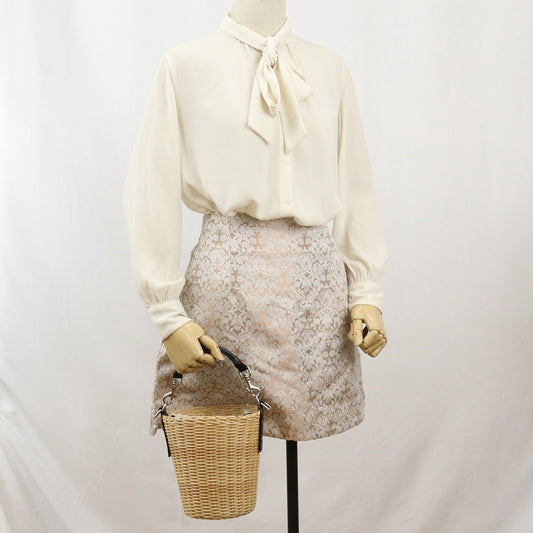 SAINT LAURENT 410883 pannier basket Straw Bag hand bag straw Women beige