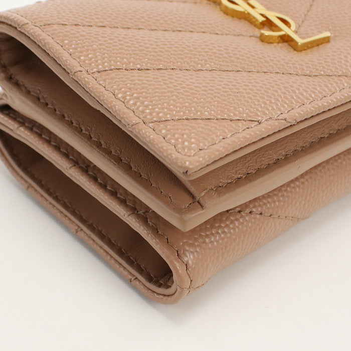 SAINT LAURENT SL85171 Origami Tiny Monogram Three fold wallet Calfskin pink Women