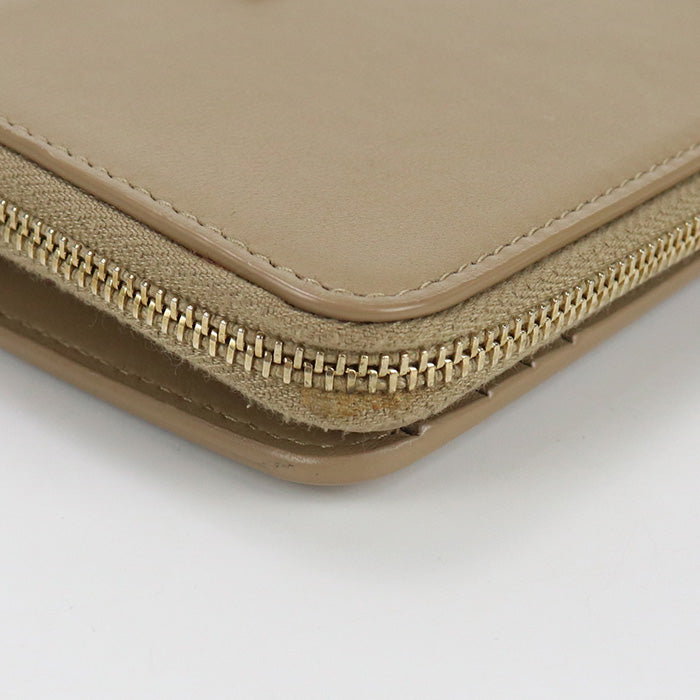 SAINT LAURENT 403964 Bi-fold wallet YSL line Zip wallet leather beige Women