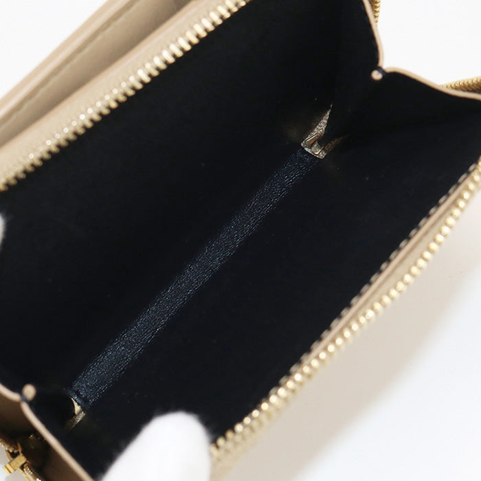 SAINT LAURENT 403964 Bi-fold wallet YSL line Zip wallet leather beige Women