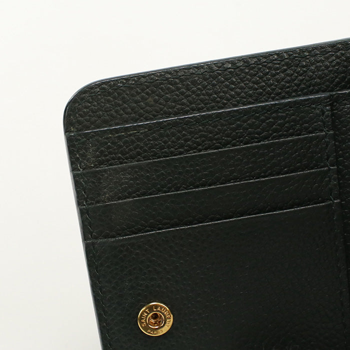 SAINT LAURENT SL85980 Compact zip wallet YSL line Folded wallet green Calfskin Women