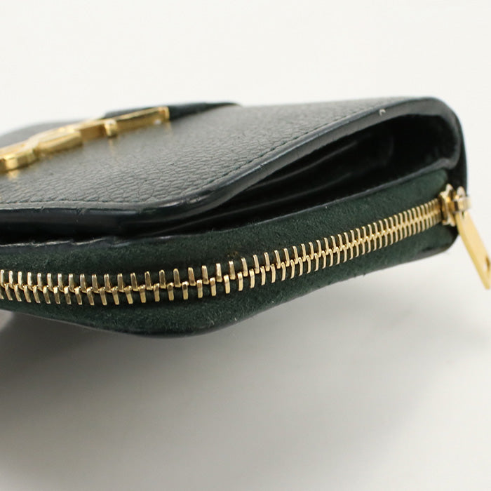 SAINT LAURENT SL85980 Compact zip wallet YSL line Folded wallet green Calfskin Women