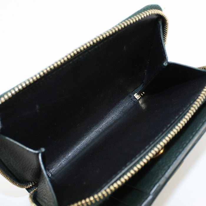 SAINT LAURENT SL85980 Compact zip wallet YSL line Folded wallet green Calfskin Women