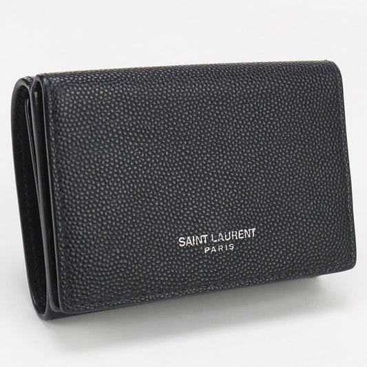 SAINT LAURENT SL87542 Petite wallet Three fold wallet Calfskin black unisex
