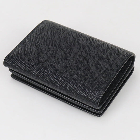 SAINT LAURENT SL87542 Petite wallet Three fold wallet Calfskin black unisex