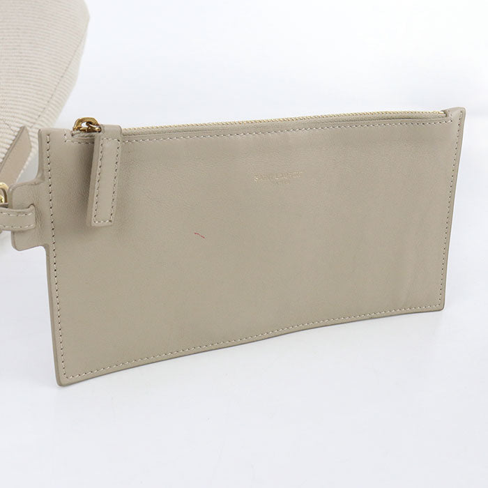 SAINT LAURENT 669299 Shoulder Bag Rive Gauche With porch canvas, leather beige Women