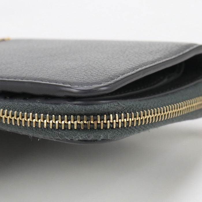 SAINT LAURENT SL89750 Bi-fold wallet tiny monogram Compact Zipper Wallet leather gray Women