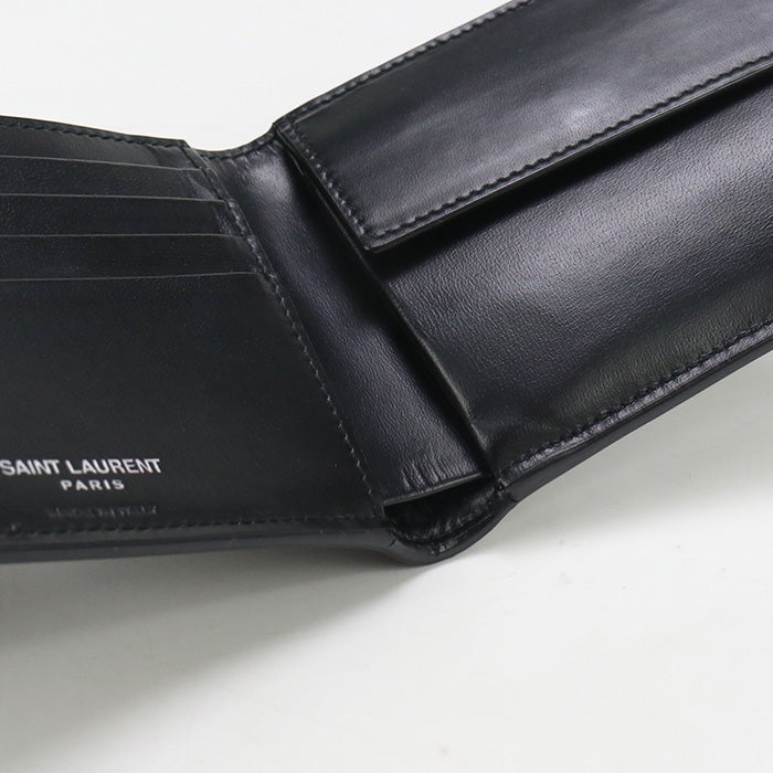 SAINT LAURENT 610193 East-West Wallet Tiny Cassandra Folded wallet black mens
