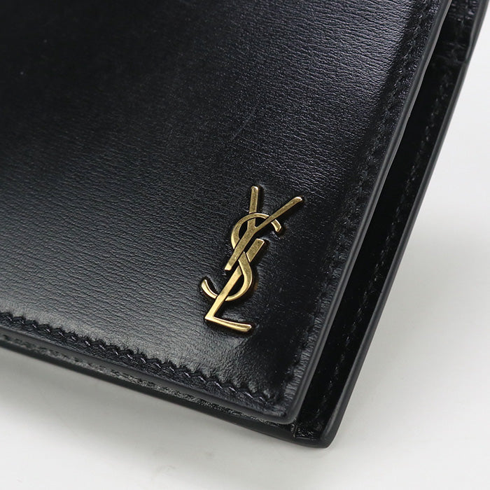 SAINT LAURENT 610193 East-West Wallet Tiny Cassandra Folded wallet black mens