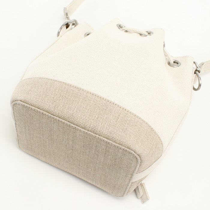 SAINT LAURENT 687276 Shoulder Bag Drawstring bag 2-way bucket bag canvas,leather white Women