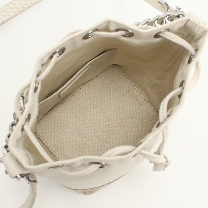 SAINT LAURENT 687276 Shoulder Bag Drawstring bag 2-way bucket bag canvas,leather white Women