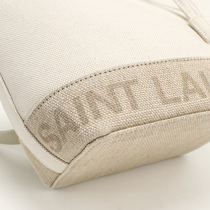 SAINT LAURENT 687276 Shoulder Bag Drawstring bag 2-way bucket bag canvas,leather white Women