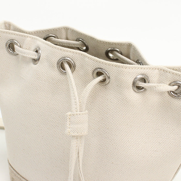 SAINT LAURENT 687276 Shoulder Bag Drawstring bag 2-way bucket bag canvas,leather white Women