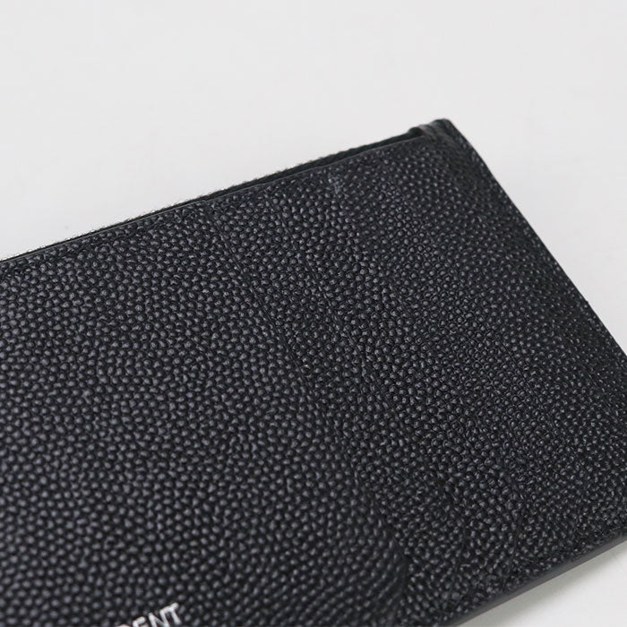 SAINT LAURENT 609362 Fragment Zip Card Case Coin Pocket leather black mens