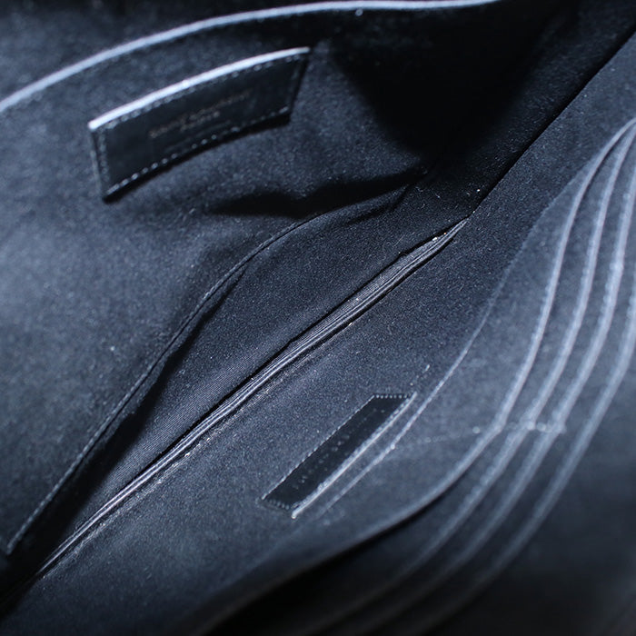 SAINT LAURENT 453249 Clutch bag leather/Croco embossed black unisex