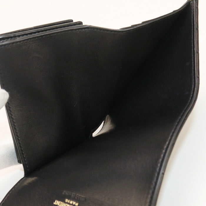 SAINT LAURENT 800763 AABVP1000 Tri-fold wallets Cassandra Carre flap wallet lambskin black Women