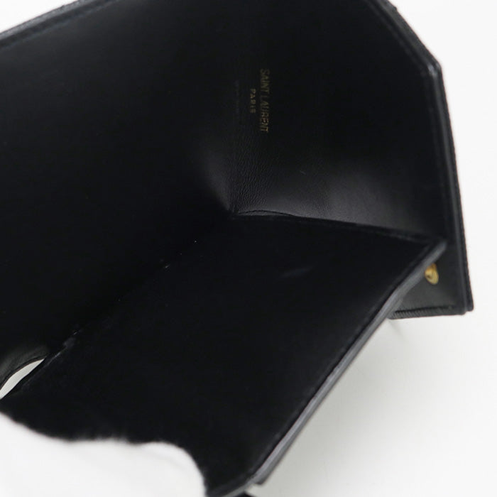 SAINT LAURENT 692061 Multifold Monogram Three fold wallet Calfskin black Women