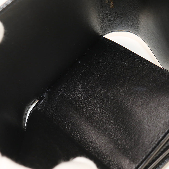 SAINT LAURENT 692061 Multifold Monogram Three fold wallet Calfskin black Women