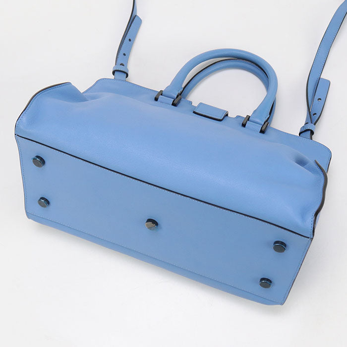 SAINT LAURENT 424868 2WAY Baby mosquito bus Handbag leather blue