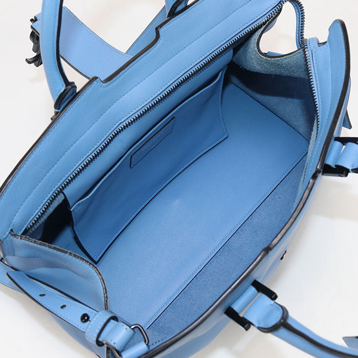 SAINT LAURENT 424868 2WAY Baby mosquito bus Handbag leather blue