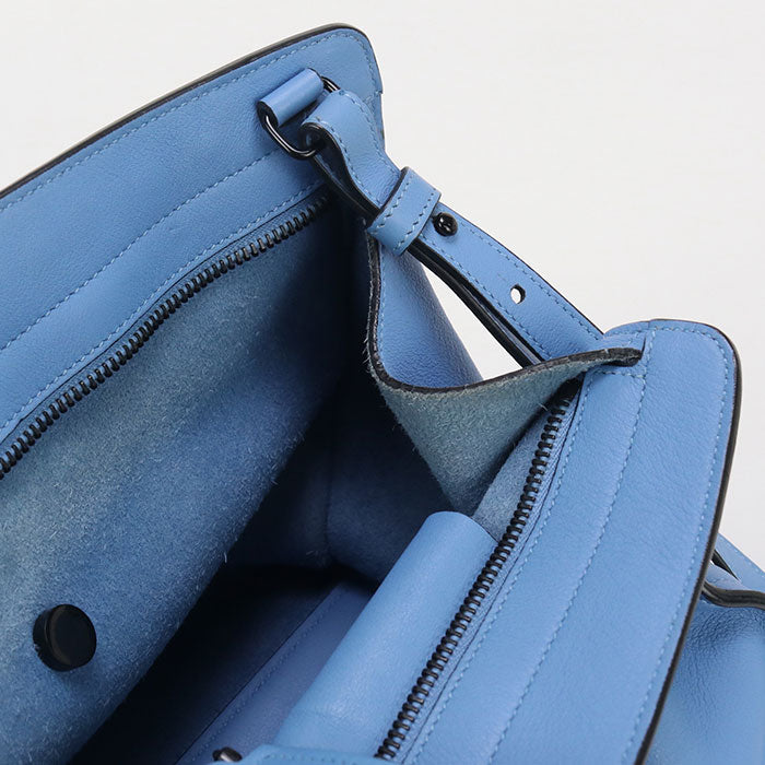 SAINT LAURENT 424868 2WAY Baby mosquito bus Handbag leather blue