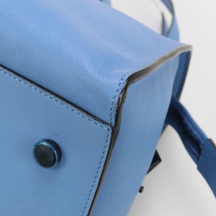 SAINT LAURENT 424868 2WAY Baby mosquito bus Handbag leather blue