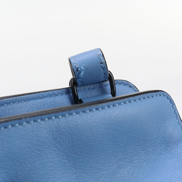 SAINT LAURENT 424868 2WAY Baby mosquito bus Handbag leather blue