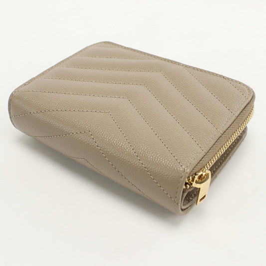 SAINT LAURENT 403723 Compact zip Cassandra Folded wallet leather beige Women