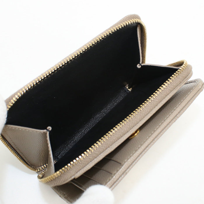 SAINT LAURENT 403723 Compact zip Cassandra Folded wallet leather beige Women