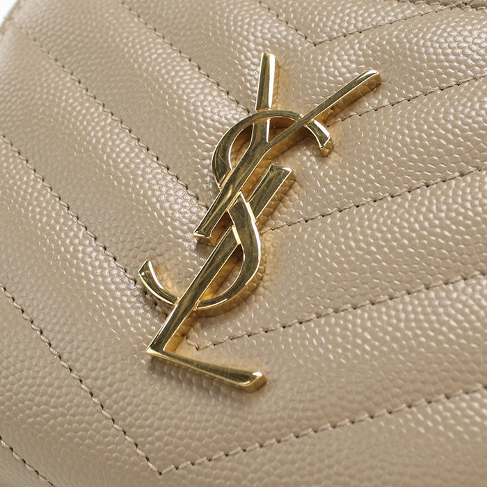 SAINT LAURENT 403723 Compact zip Cassandra Folded wallet leather beige Women