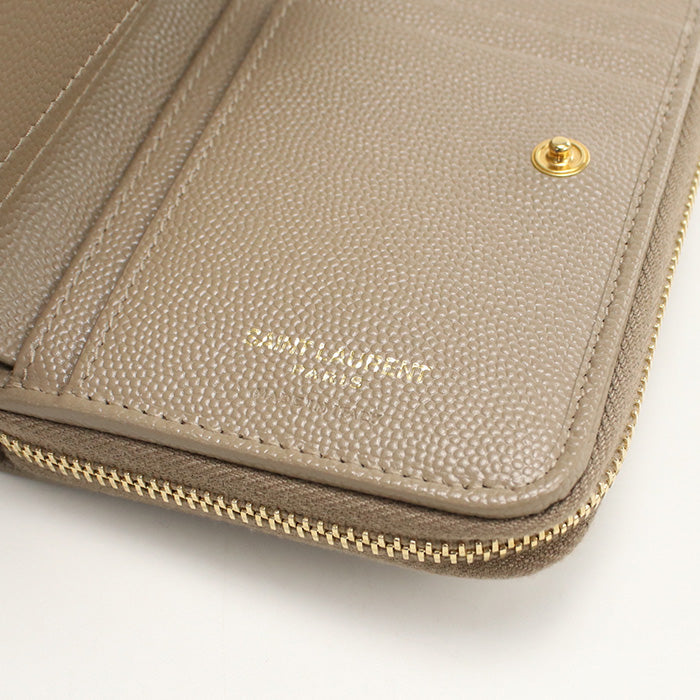 SAINT LAURENT 403723 Compact zip Cassandra Folded wallet leather beige Women