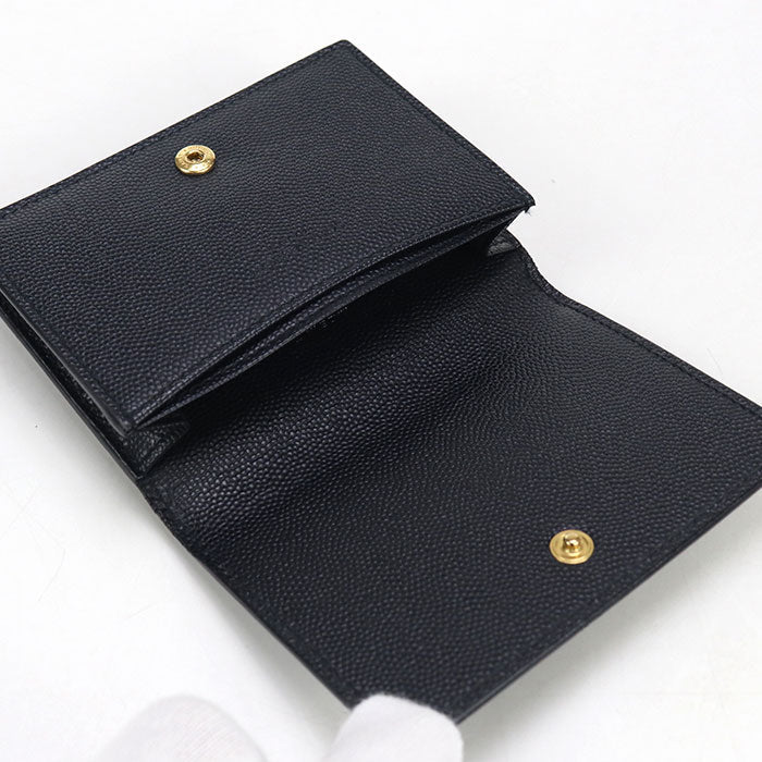 SAINT LAURENT 361730 Card Case name card holder leather navy mens