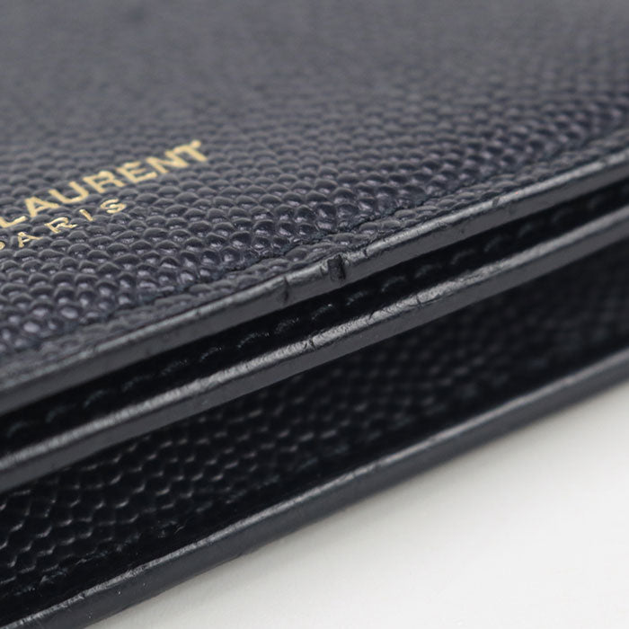 SAINT LAURENT 361730 Card Case name card holder leather navy mens