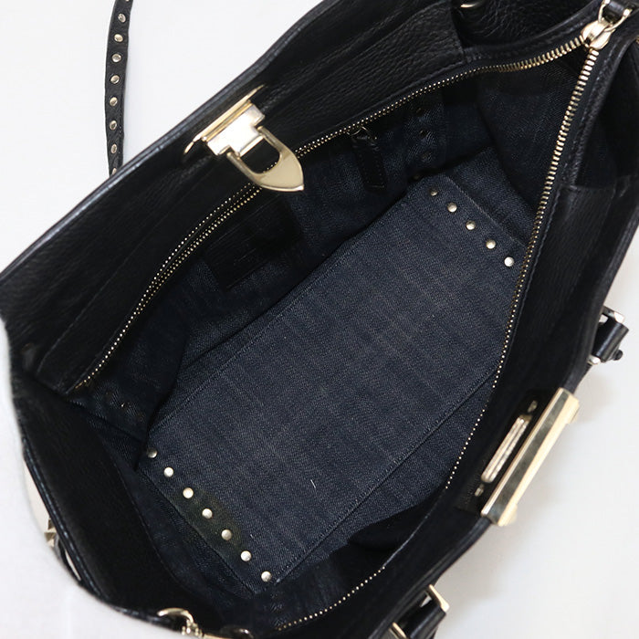 Valentino 2WAYTote Bag shoulder bag Rock studs denim black Women