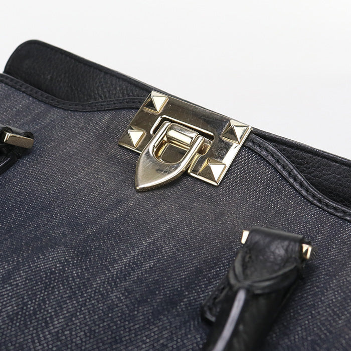 Valentino 2WAYTote Bag shoulder bag Rock studs denim black Women