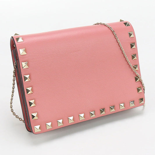 Valentino Rock studs Chain wallet leather pink Women
