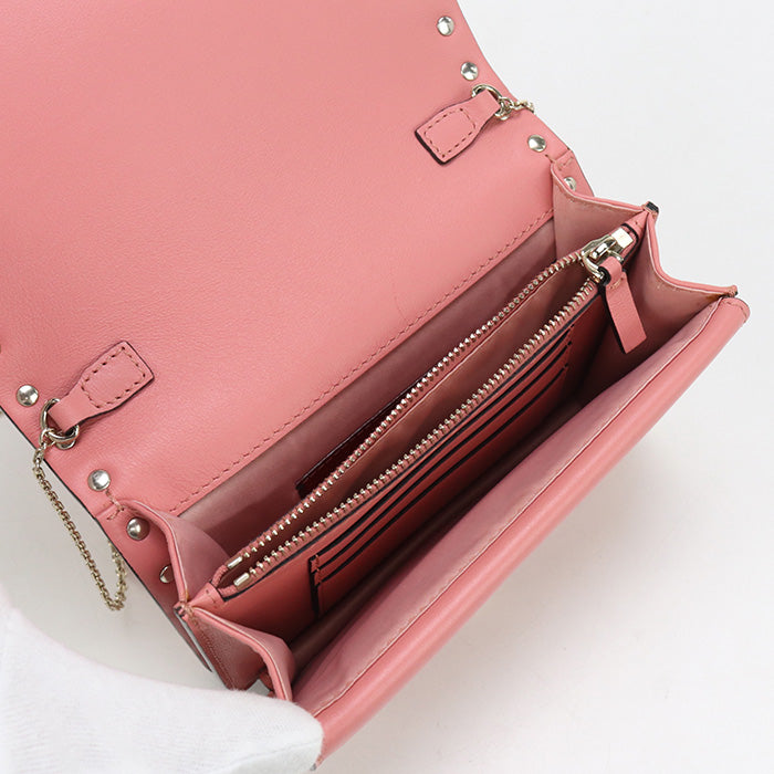 Valentino Rock studs Chain wallet leather pink Women