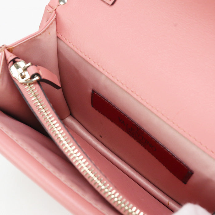 Valentino Rock studs Chain wallet leather pink Women