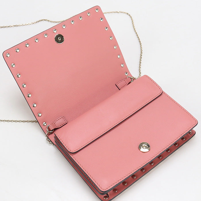 Valentino Rock studs Chain wallet leather pink Women